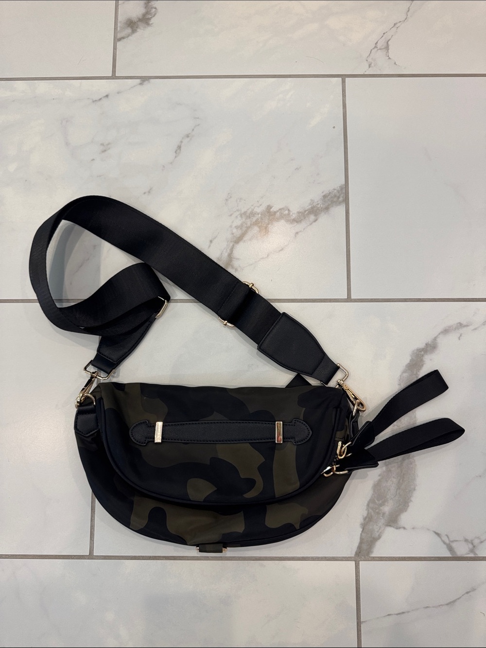 Black and Olive Camouflage Crossbody Bag